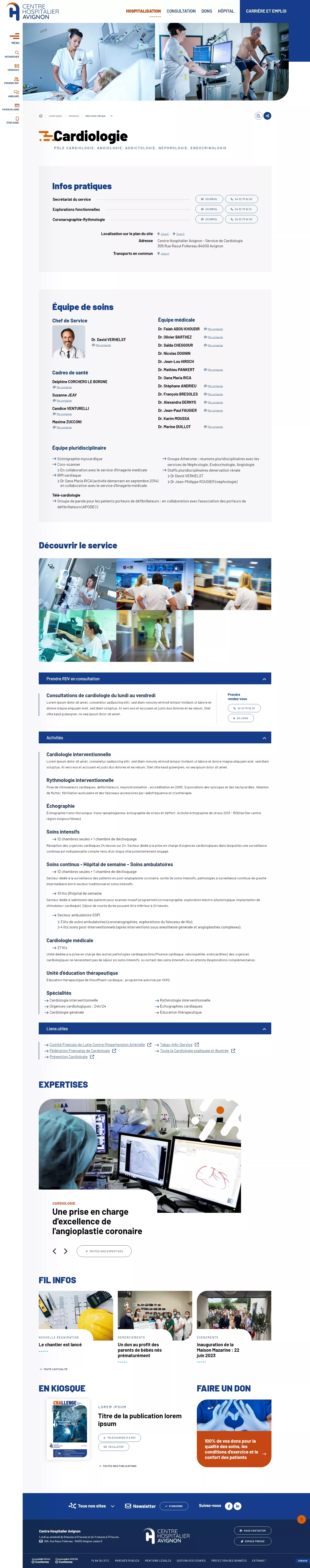 Site internet : page portail des services